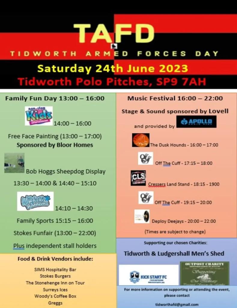 Tidworth Armed Forces Family Fun Day with music from The Duskhounds + OFF THE CUFF + Cressers Last Stand + Deploy Deejays