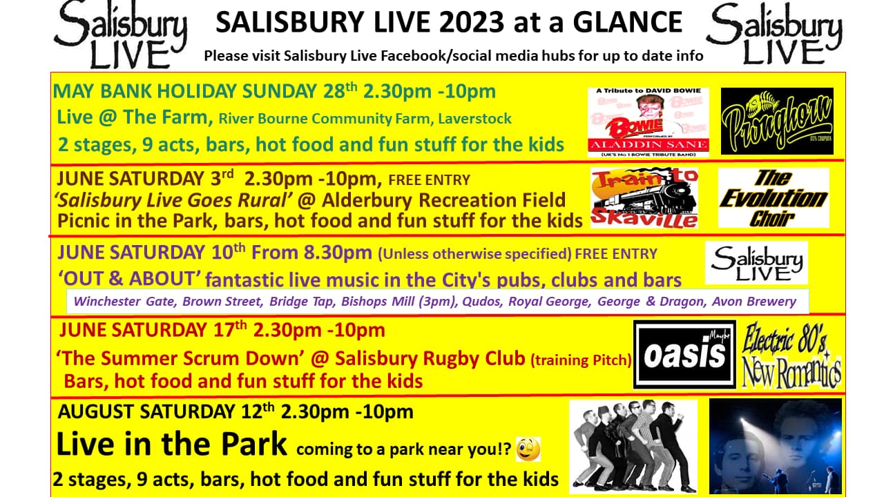 Salisbury Live Summer Scrum Down: Oasis Maybe + New Romantics + Glasshouse + PunKture + Rock Choir + Jack Card