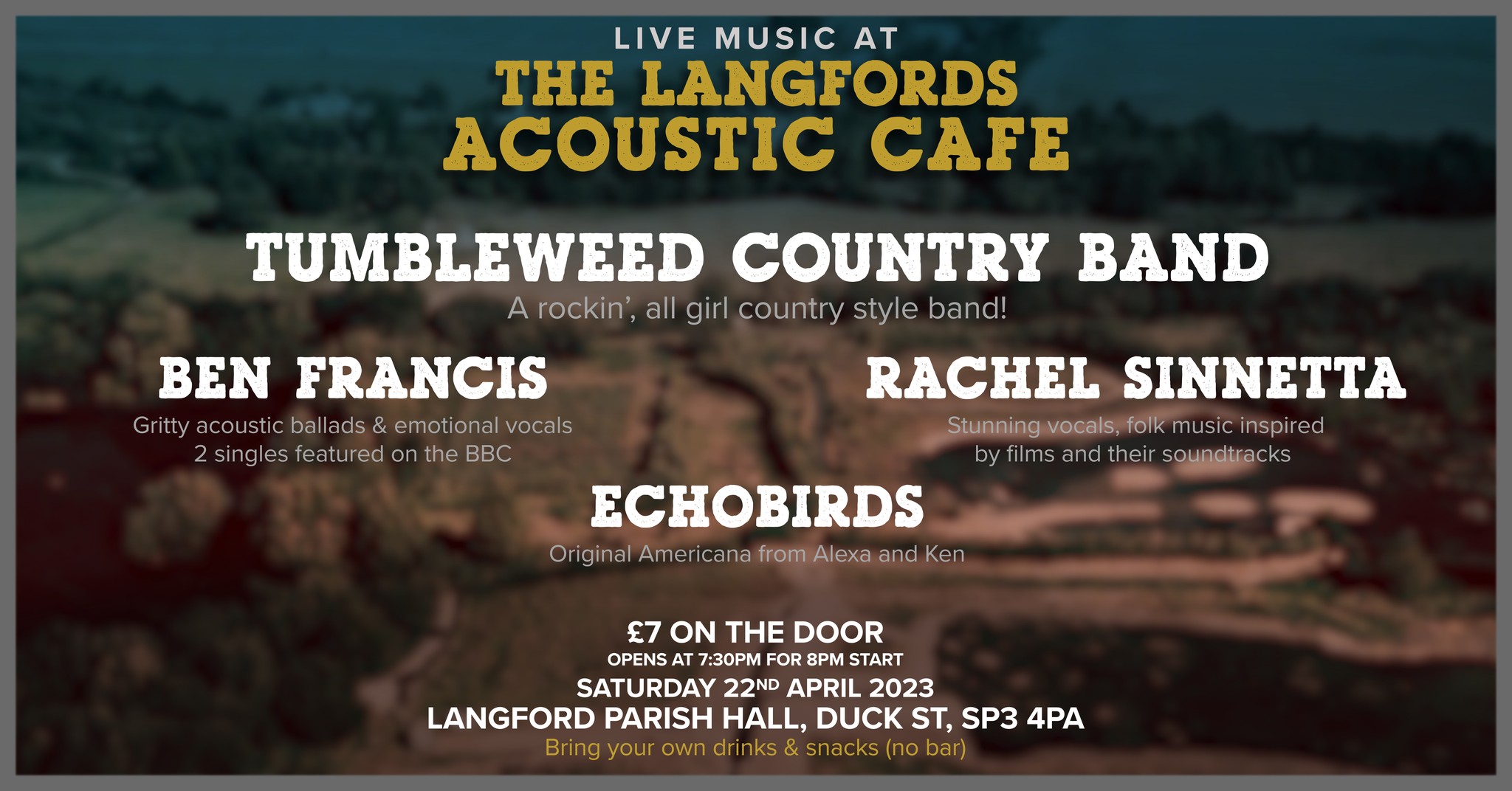 Langfords Acoustic Cafe: Tumbleweed Country Band + Ben Francis + Rachel Sinnetta + Echobirds