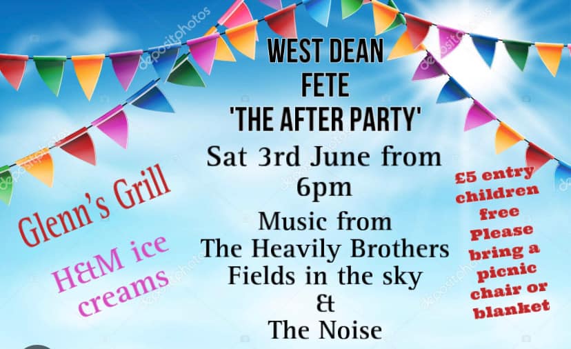 West Dean Fete After Party with music from THE HEAVILY BROTHERS + Fields In The Sky + The Noise