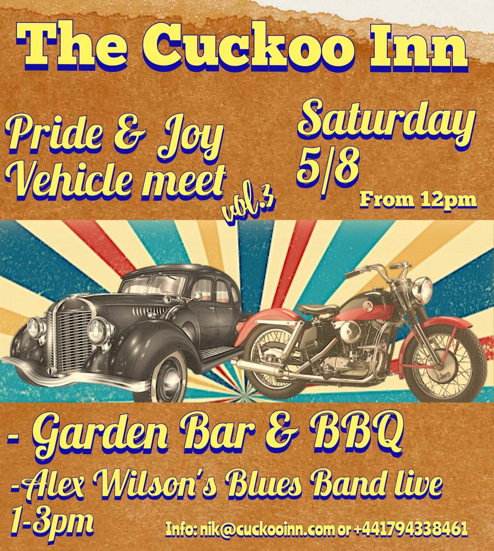 Pride and Joy car and bike show with live band ALEX WILSON BLUES BAND