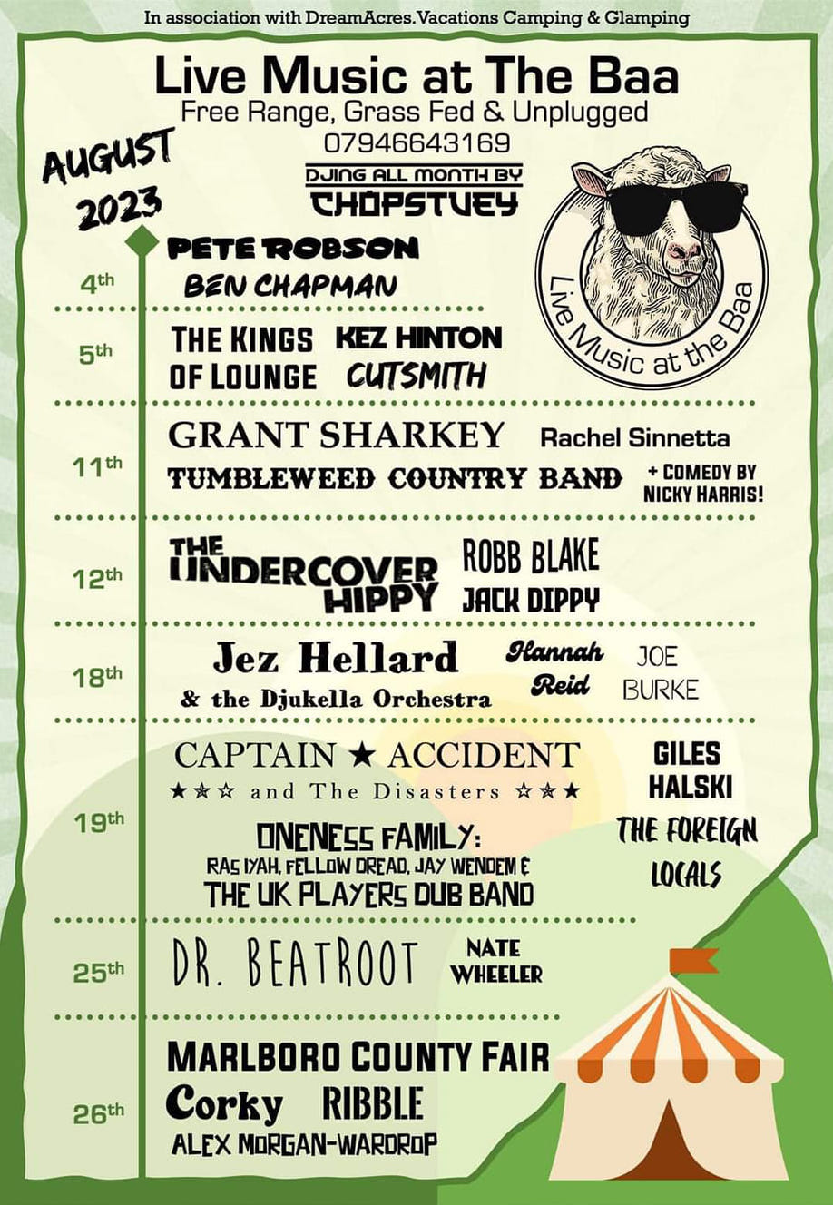 Live Music at the Baa: DJ ChopStuey + Alex Morgan-Wardrop + Marlboro County Fair + The Foreign Locals