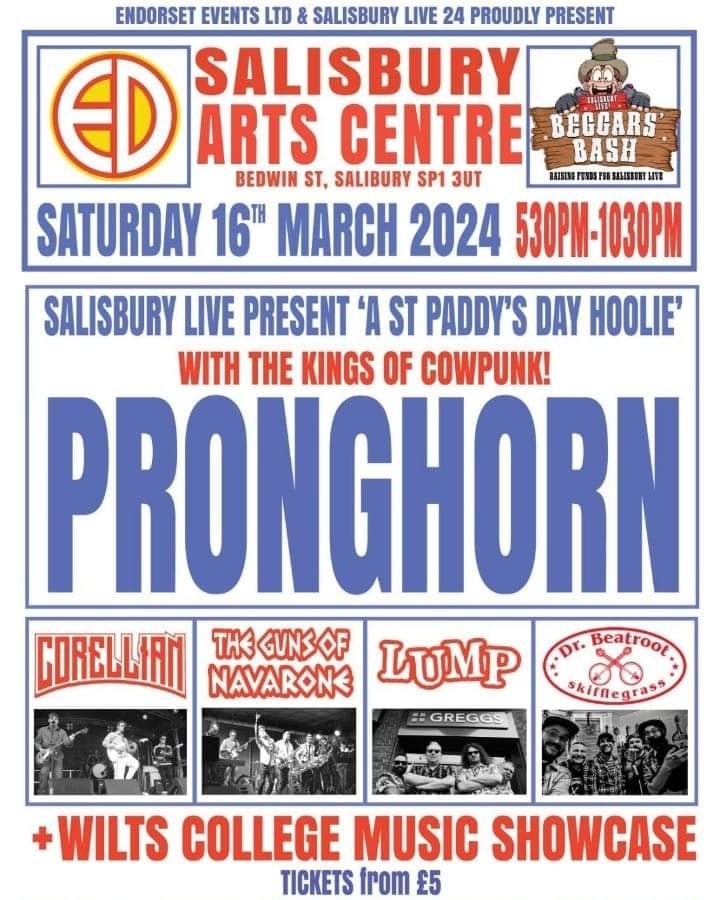 Salisbury Live - A St Paddy's Day Hoolie: PRONGHORN + Corellian + The Guns of Navarone + LUMP + Dr Beatroot + Wilts College Music Showcase