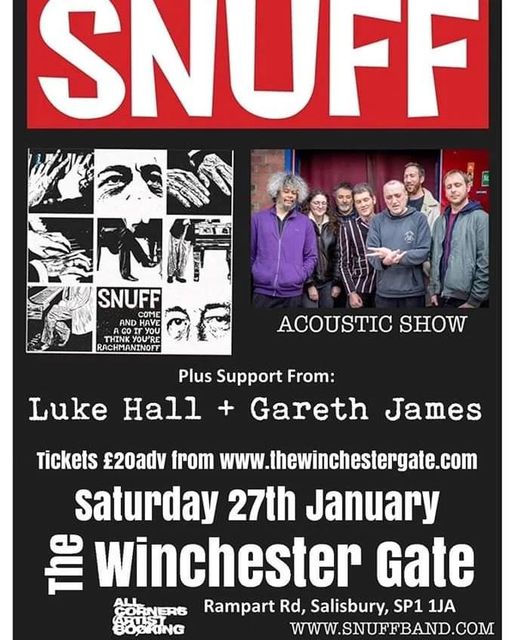 SNUFF acoustic show + Luke Hall + Gareth James