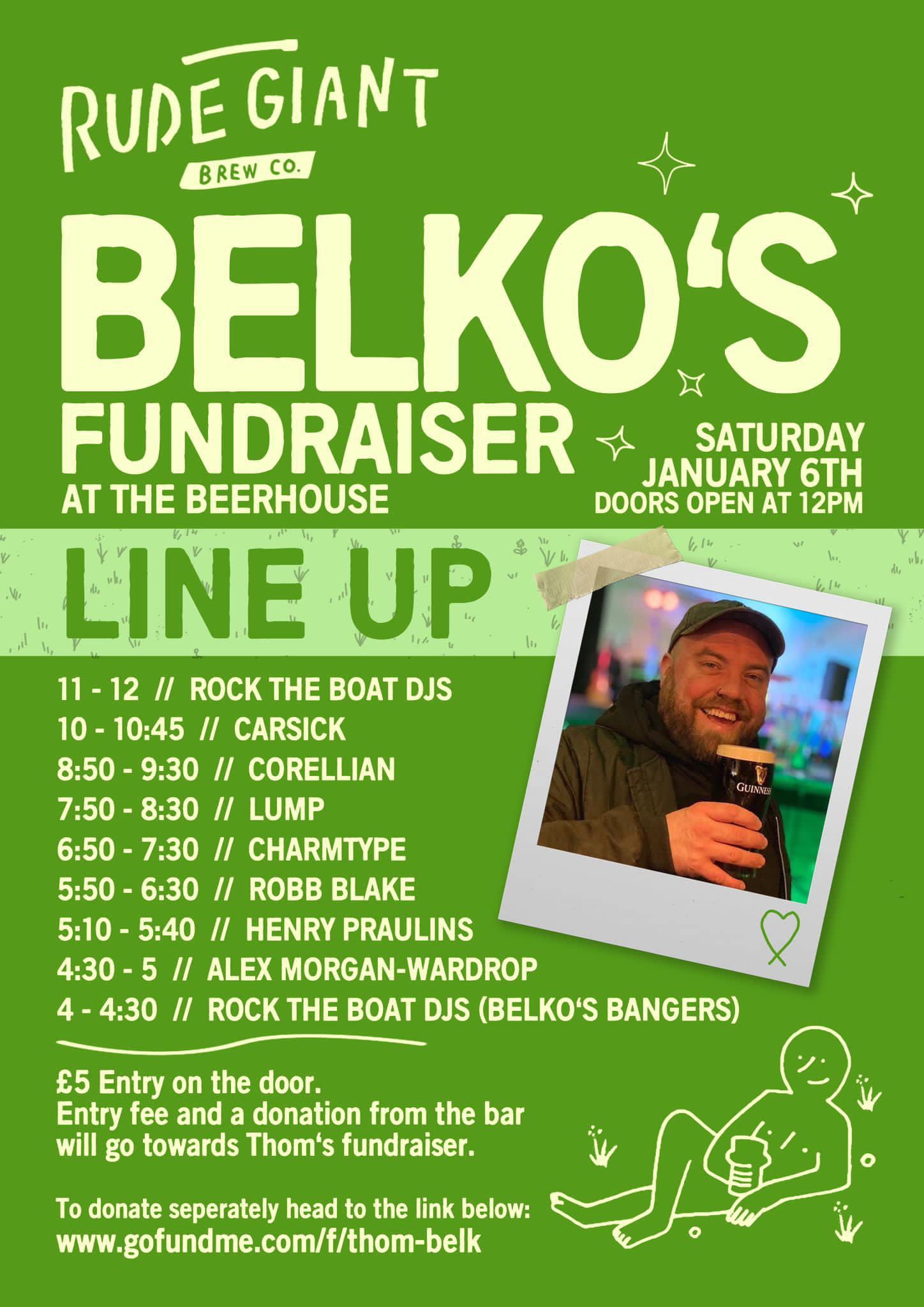 Salisbury Live presents BELKO'S FUNDRAISER with Rock the Boat DJs (Belko's Bangers) + Alex Morgan-Wardrop + Henry Praulins + Robb Blake + Charmtype + LUMP + Corellian + Carsick