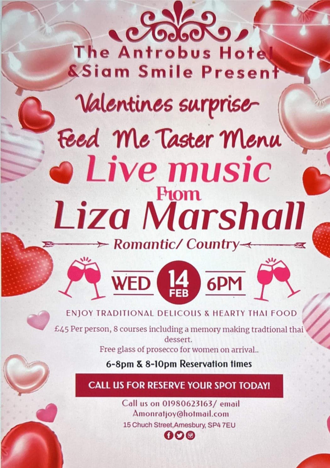 Valentine's Day with live music from Liza Marshall