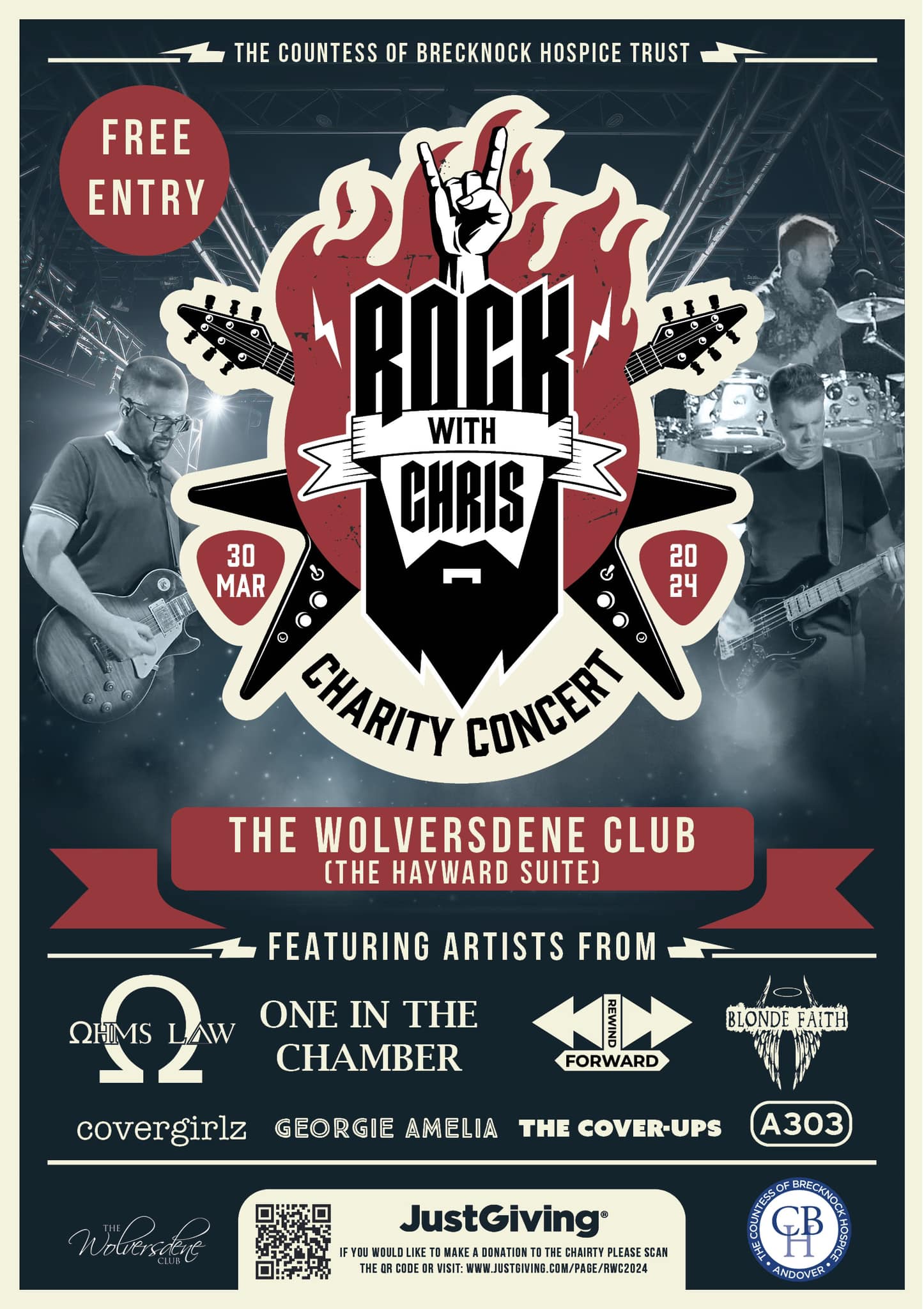 Fundraising Gig for the Countess of Brecknock Hospital: OHMS LAW + One In The Chamber + Rewind Forward + 303 + Covergirlz + Georgie Amelia + Blonde Faith + The Cover Ups