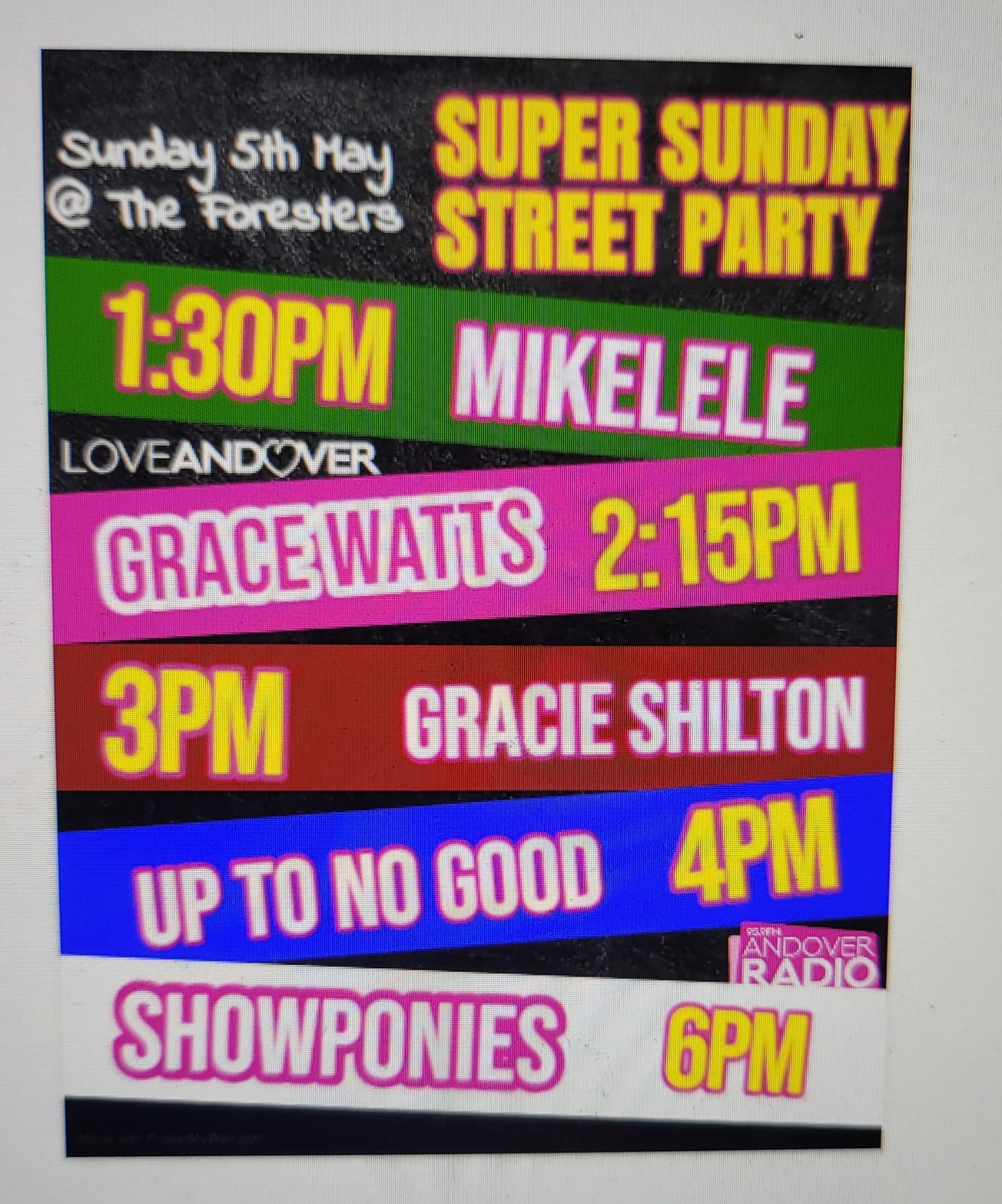 Street Party and Music Festival: Mikelele + Grace Watts + Gracie Shilton + Up To No Good + Showponies