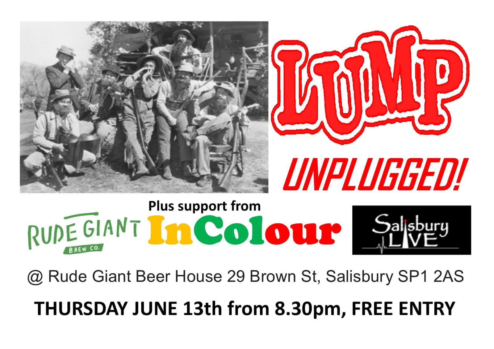 Salisbury Live and Rude Giant presents LUMP Unplugged! + InColour