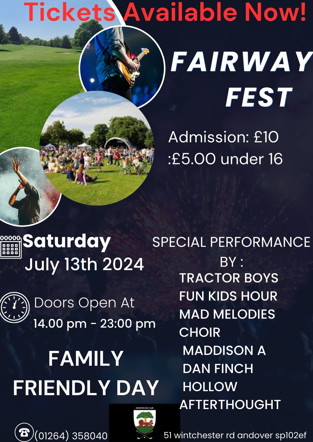 Fairway Fest: Tractor Boys + Fun Kids Hour + Mad Melodies + Choir + Maddison A + Dan Finch + Hollow + Afterthought