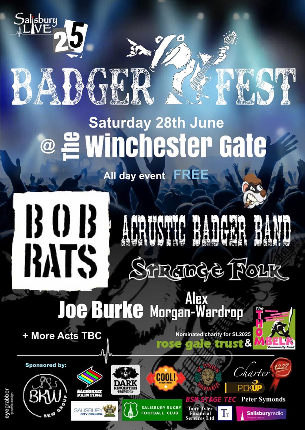 Salisbury Live 25 Badger Fest: Acrustic Badger Band + Bob Rats + Strange Folk + Alex Morgan-Wardrop + Joe Burke