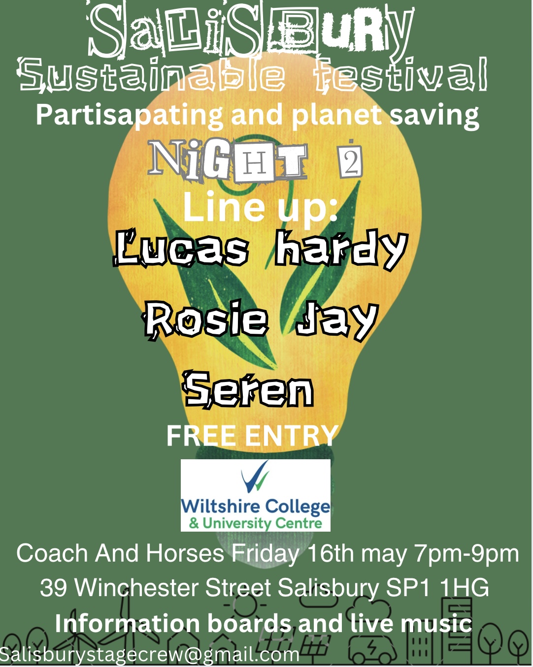 Salisbury Sustainable Festival - Lucas Hardy + Rosie Jay + Seren Salisbury Sustainable Festival - Lucas Hardy + Rosie Jay + Seren