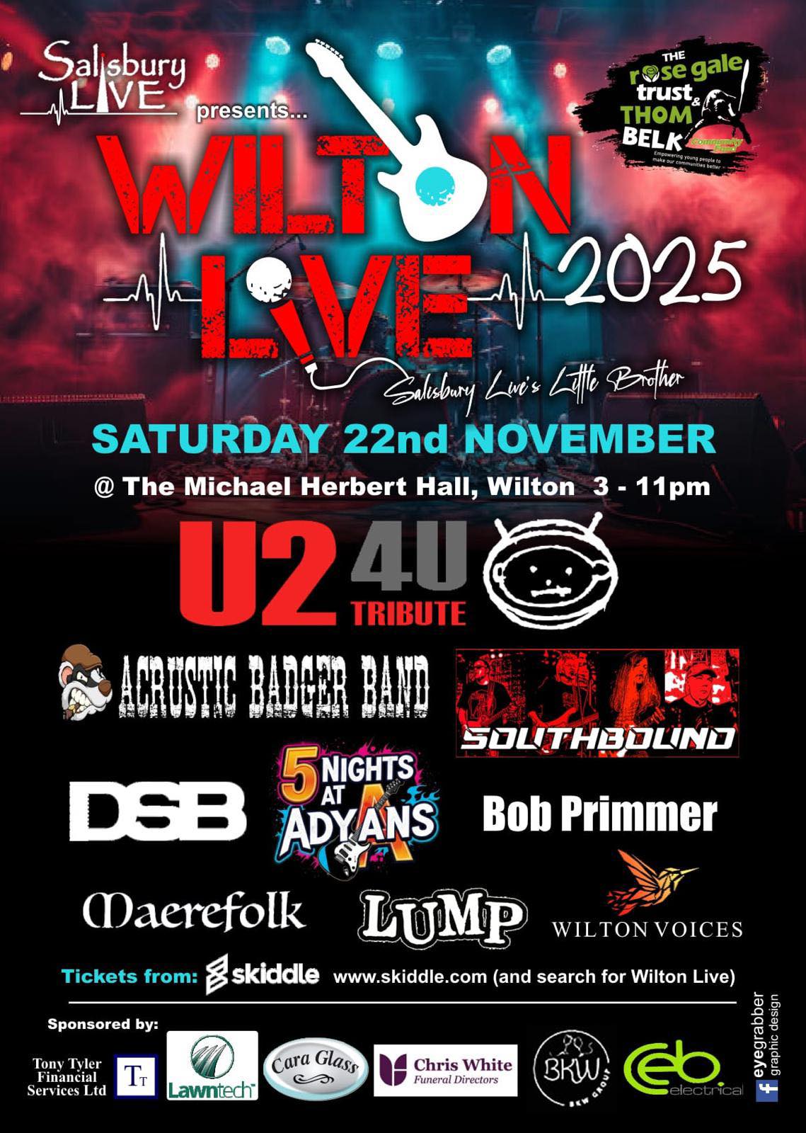 Salisbury Live present WILTON LIVE 2025: U2 4U + Acrustic Badger Band + Southbound + DSB + 5 Nights At Adyans + Bob Primmer + Maerefolk + LUMP + Wilton Voices.