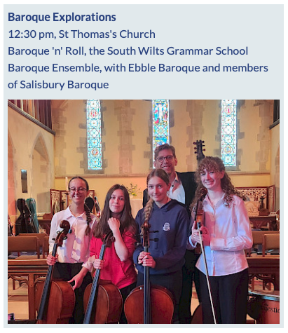 Salisbury Musick: LUNCHTIME CONCERT – EBBLE BAROQUE & BAROQUE N ROLL Salisbury Musick: LUNCHTIME CONCERT – EBBLE BAROQUE & BAROQUE N ROLL