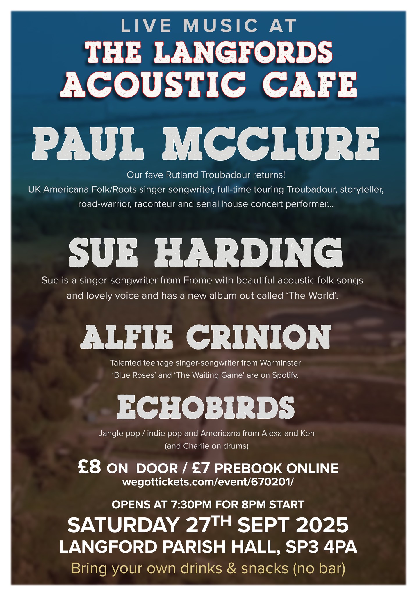 Langfords Acoustic Cafe: Paul McClure + Sue Harding + Alfie Crinion + Echobirds Langfords Acoustic Cafe: Paul McClure + Sue Harding + Alfie Crinion + Echobirds