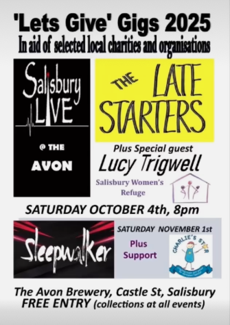 Salisbury Live 2025 'Lets Give' Gigs - The Late Starters + Lucy Trigwell