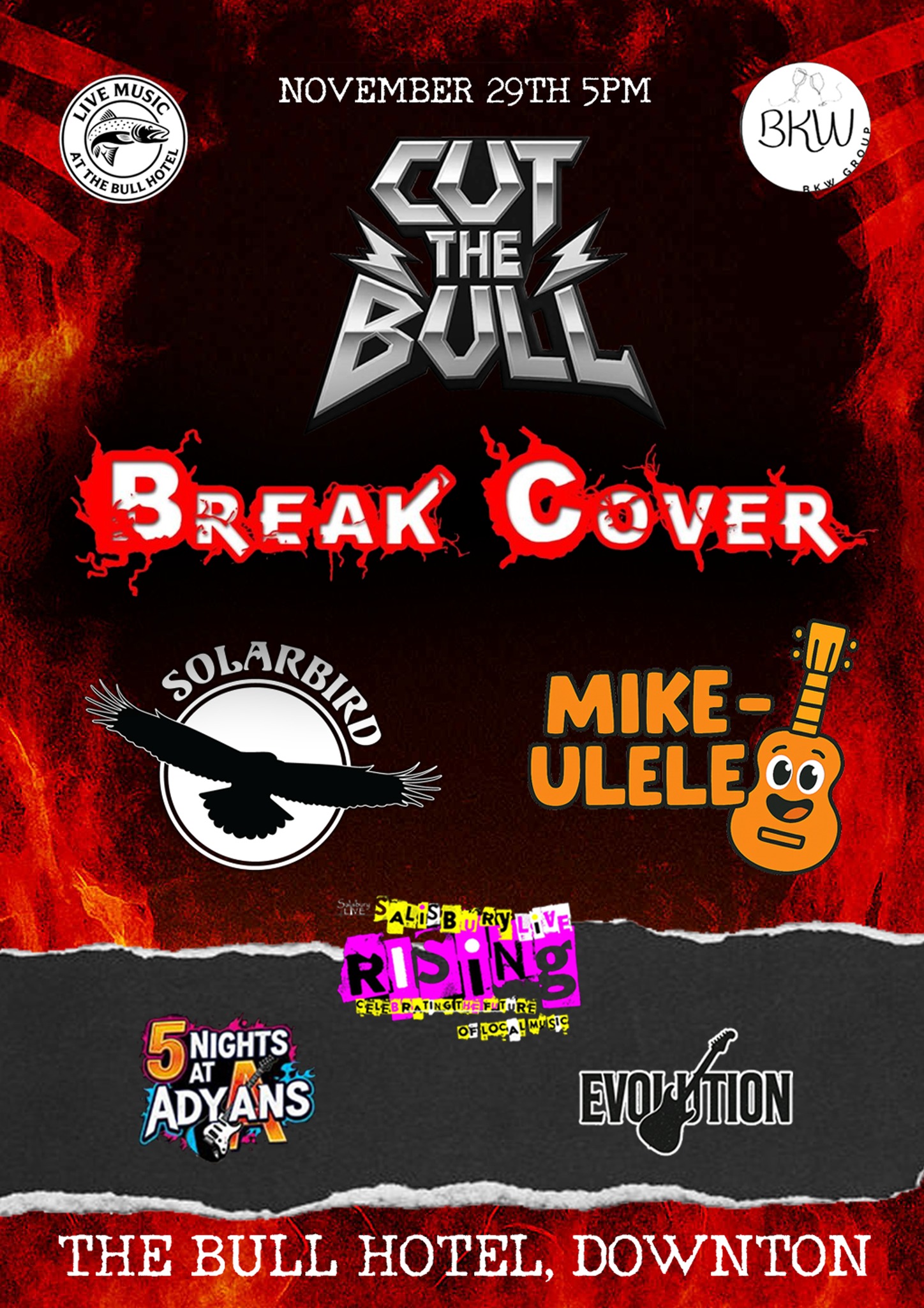 Cut The Bull Festival with Salisbury Live: Break Cover + Solarbird + Mike-ulele + 5 Nights At Adyans + Evolution