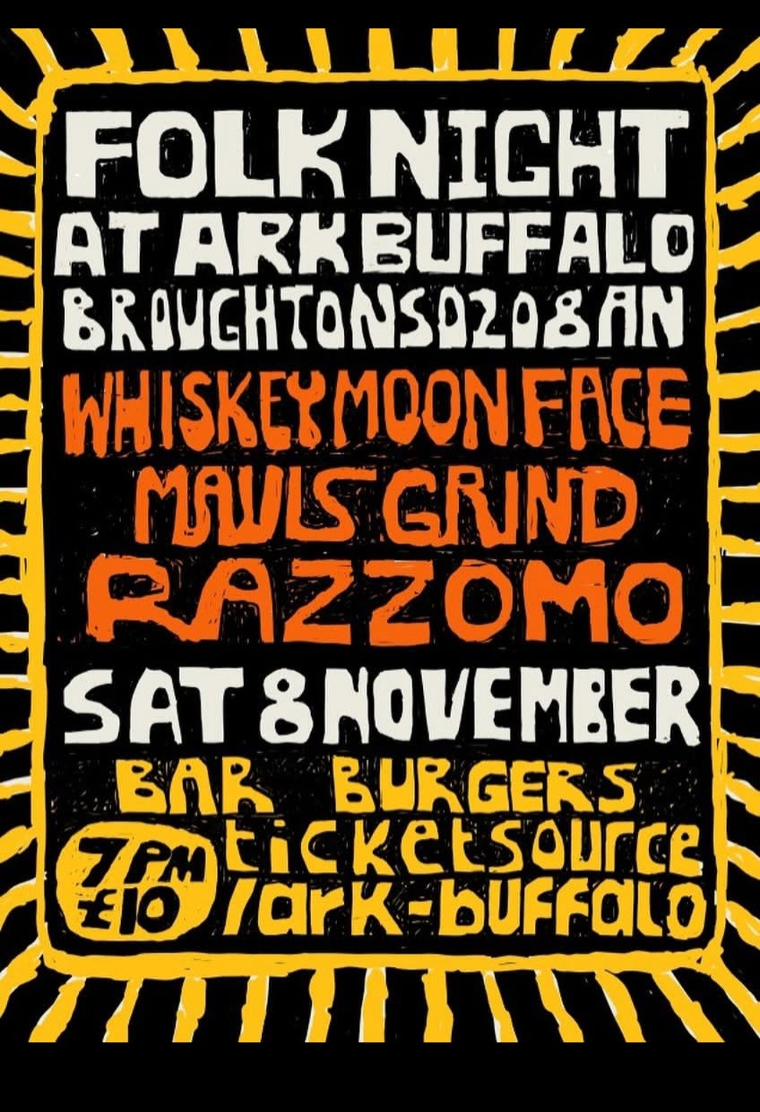Folk Night at Ark Buffalo: Whiskey Moon Face + Mavis Grind + Razzomo