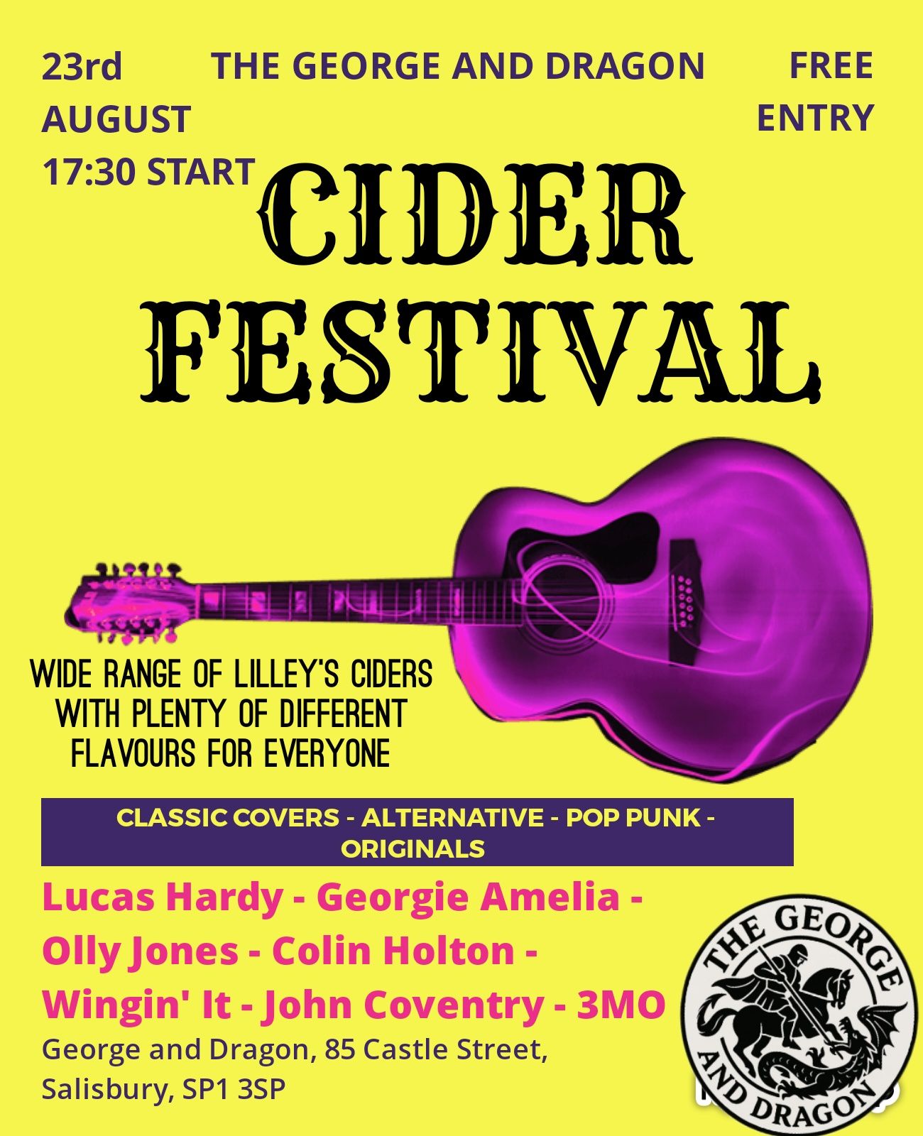 Cider Festival: Lucas Hardy + Georgie Amelia + Olly Jones + Colin Holton + Wingin' It + John Coventry + 3MO
