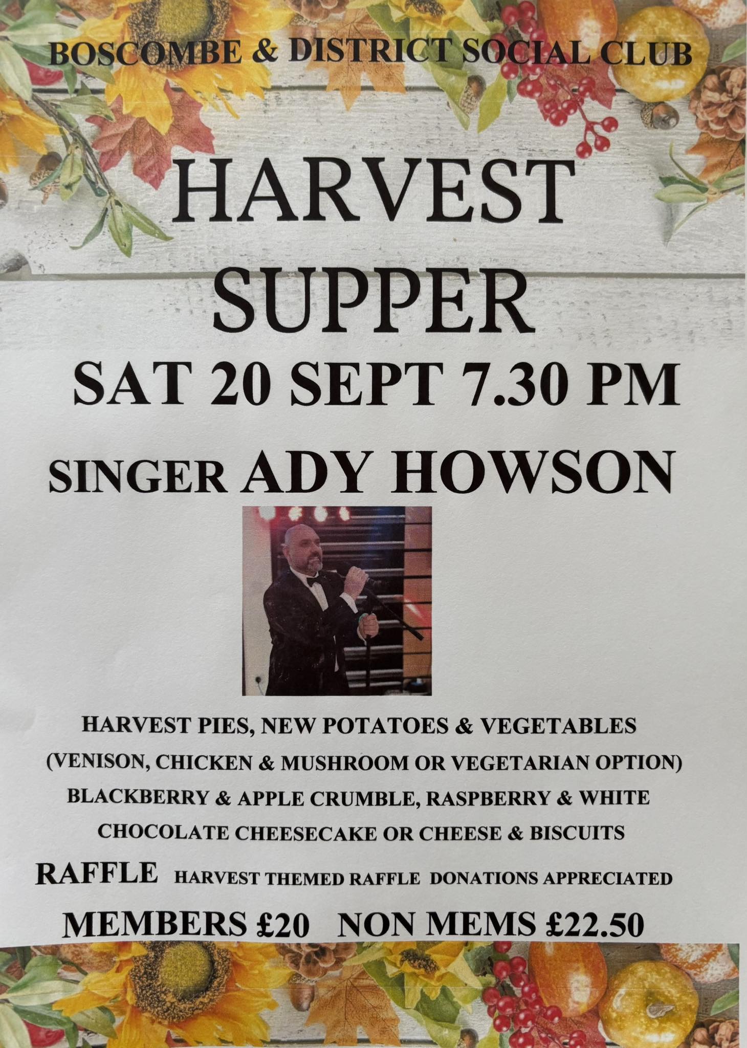 Harvest Supper with singer ADY HOWSON